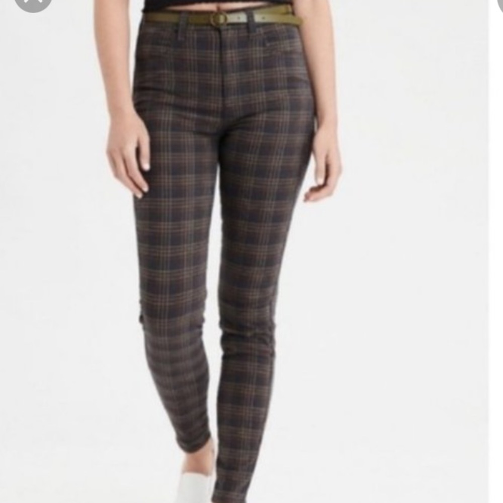 American eagle plaid jeggings size 4!